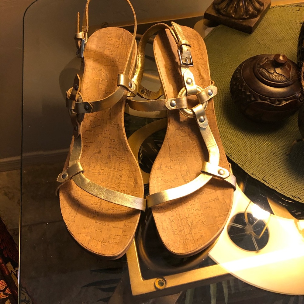 Gold Wedge Sandals